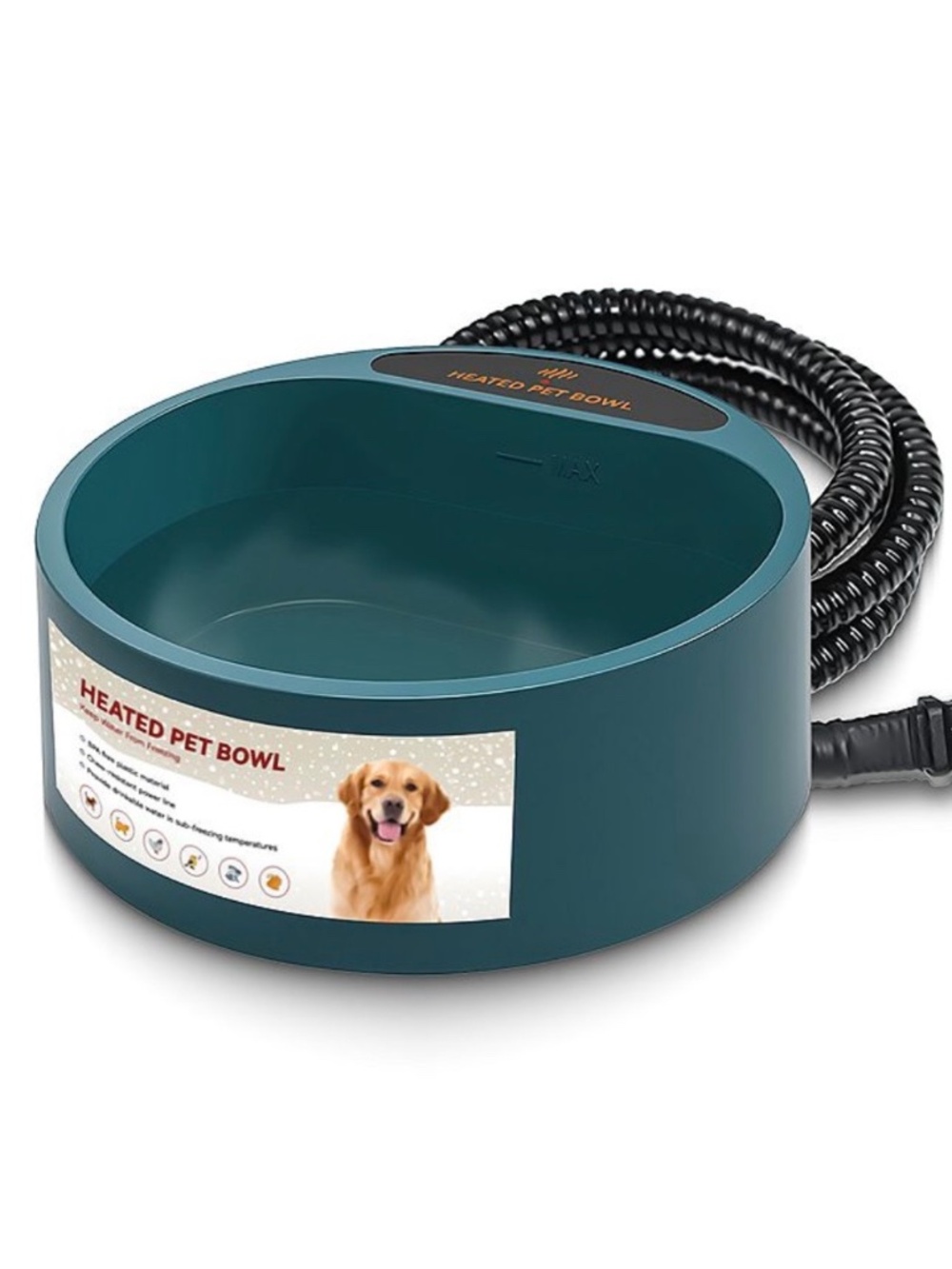 Heated Pet Water Bowl Outdoor Dog Cat Water Dish 74oz New